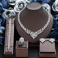 2024 Popular 4-piece Bridal Wedding Jewelry Set Women's Wedding Accessories Water Droplet Jewelry Set Necklace and Earring Set 1