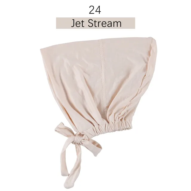 Muslim Women Elastic Tie Back Inner Hijab Caps Cotton Jersey Stretch Underscarf Modal Bonnet Headwrap Turbante Mujer 24