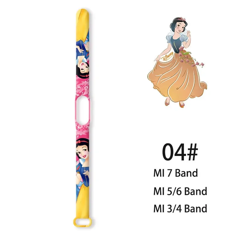 Disney Princess Silicone Strap For Xiaomi Mi Band 7 6 5 3 4 Cute