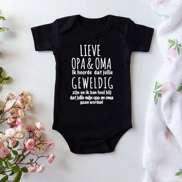 

Pregnancy Announcement Bodysuit Newborn Baby Girl Boy Clothes 2023 Funny Baby Clothes LIEVE OPA & OMA Ik Hoorde Dat Jullie Print