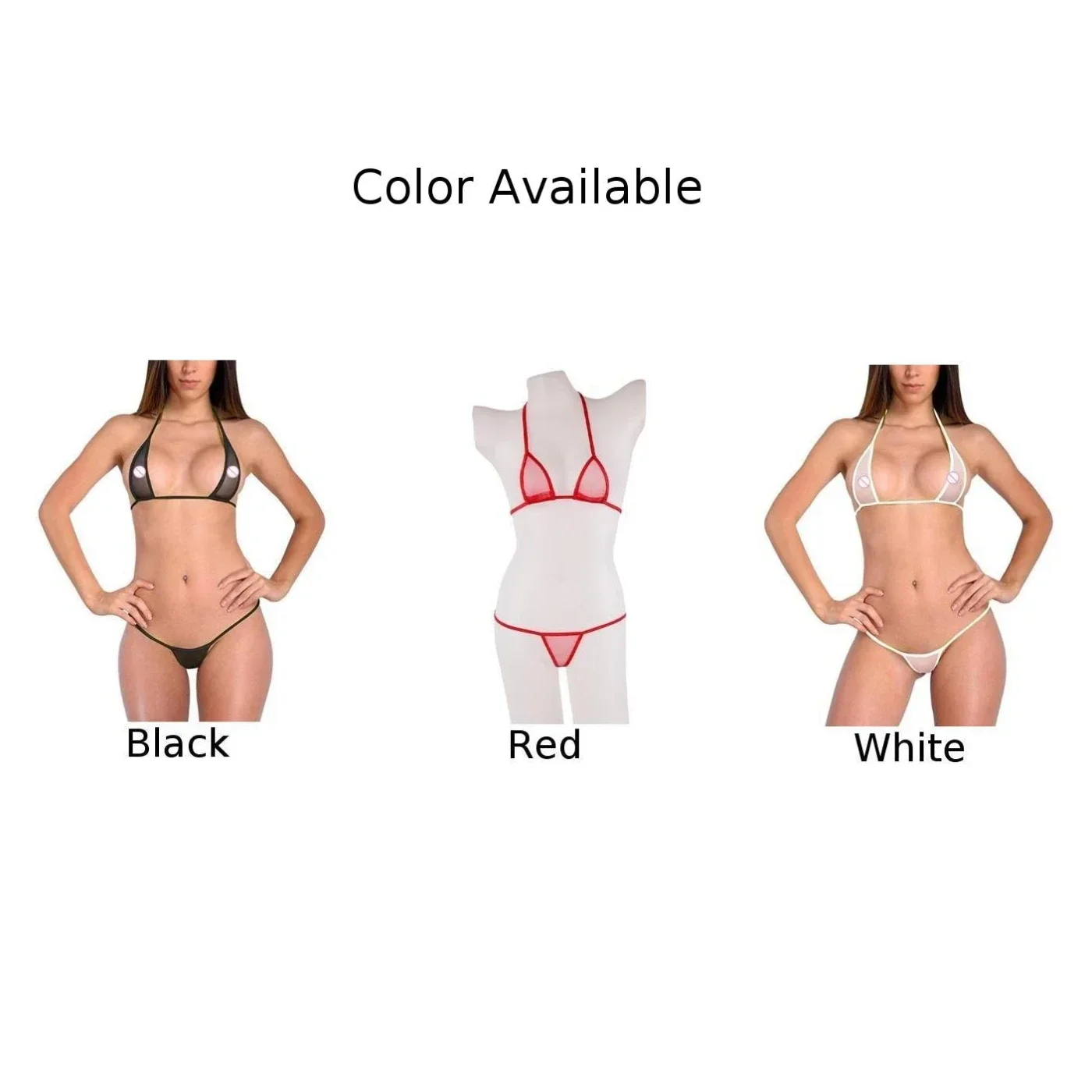 Bikini Set Women Swimwear Bikini Swimsuit Sexy Underwear Womens Sexy Bikini Swimsuit Erotic Lingerie See-Through Mesh Underwear Strappy Bra Thong Swimwear Beach Sunbath