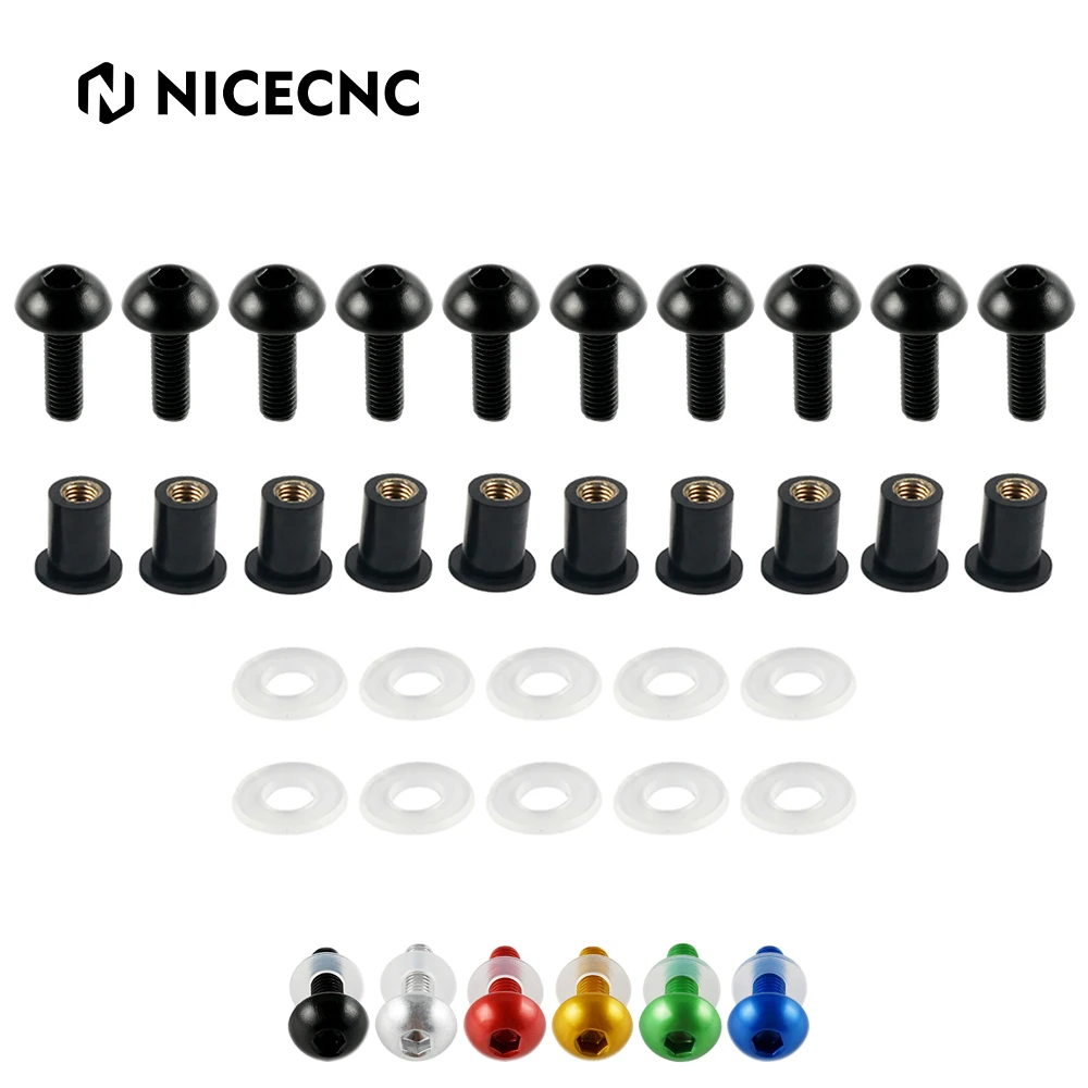 

Болты 10x для мотоцикла M5, винты для крепления обтекателя ветрового стекла, крепежные гайки 5 мм для Honda, Suzuki, Kawasaki, Yamaha, Aprilia, Triumph, Ninja, CBR