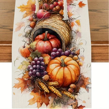Autumn Harvest Watercolor Table Runner 1