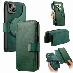 Leather RFID Wallet & Case with Zipper – Fits Honor and Huawei Smartphones for Honor 90 Smart (Green)