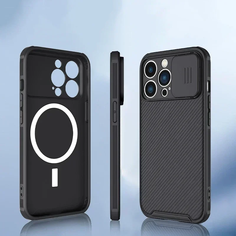 Magnetic Slide Lens Protection Case with Magsafe and Wireless Charging Compatibility - Soft Silicone Cover