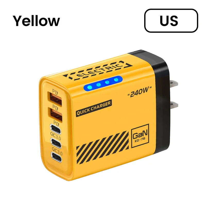 ตัวเลือกสินค้า อะแดปเตอร์ชาร์จไฟ GaN 240W 5 พอร์ต ชาร์จเร็ว สำหรับมือถือและโน้ตบุ๊ก