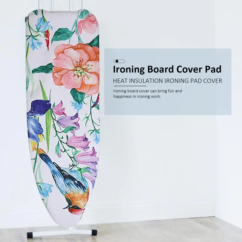 Flamingo Flowers Printed Ironing Board Cover 140x50 cm Washable Non Slip Heat Insulation