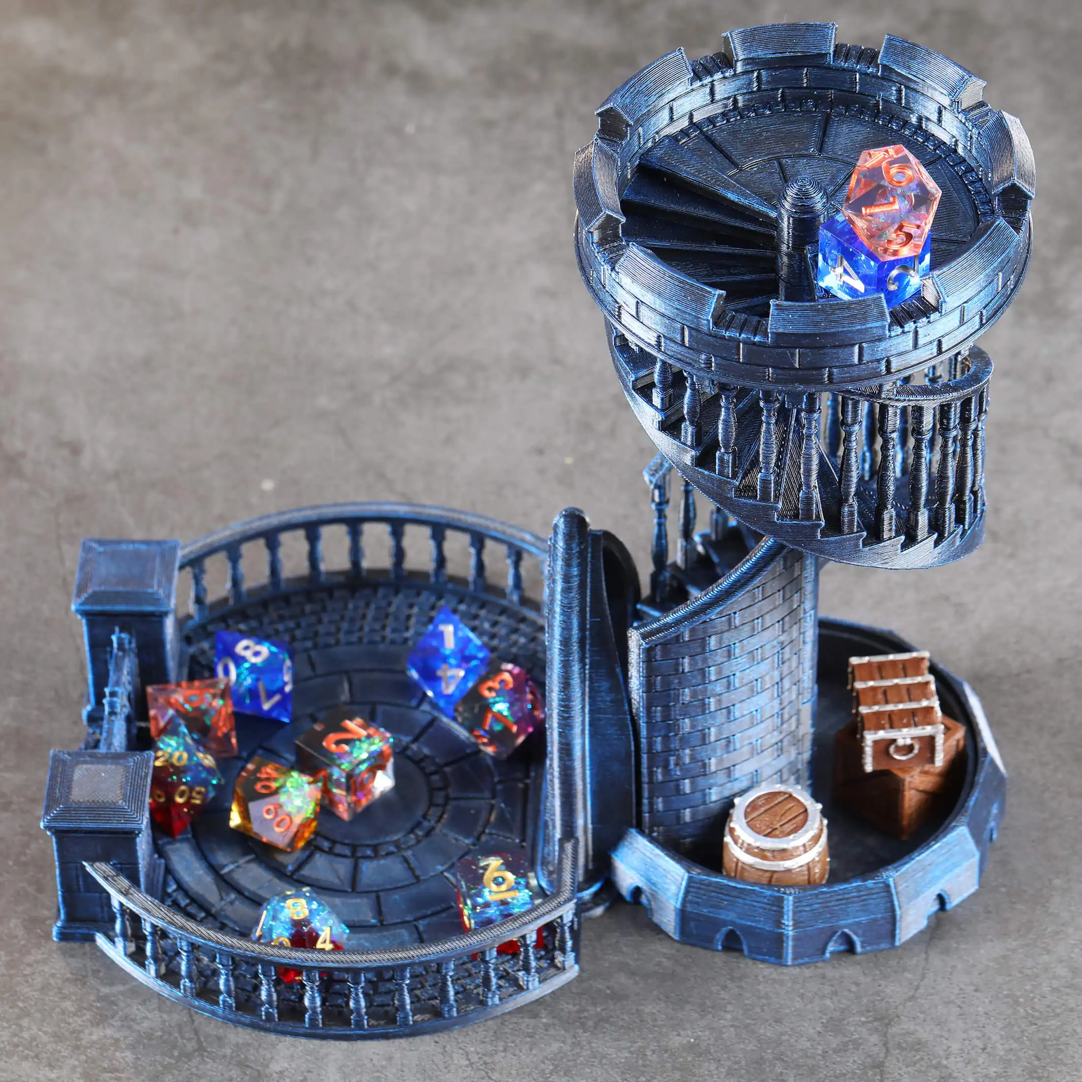 Dice Tower XJPONGC Skull Dungeons And Dragons RPG Abletop Roleplaying Game Jail D&D (7PCS D20 Dice Set Included) Silver - Online Marketplace Dnd Dice Tower