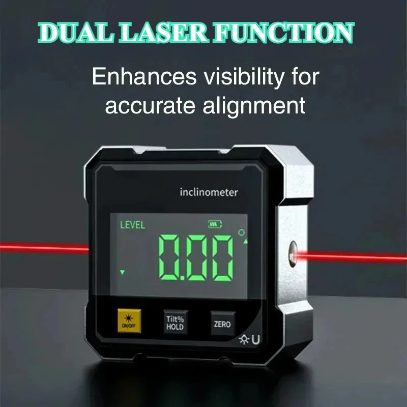 새로운 4면 자석식 디지털 디스플레이 레이저 기기 수평 각도, 경사각 및 전자 측정 경사도 측정 도구