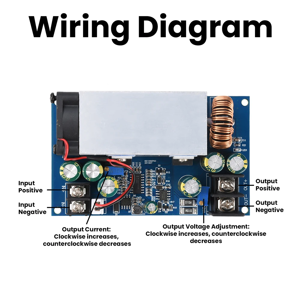 600W DC-DC 벅 컨버터 모듈 12-75V  2.5-60V 스텝다운 전압 조정기 정전류 조절 가능 전원 공급 장치 모듈