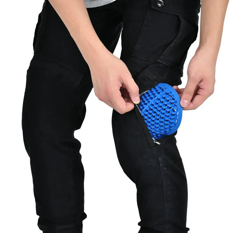 오토바이 라이딩 팬츠, 캐주얼 바이커 케블라 안티폴 및 방풍 립드 커프스 청바지, 남성용 바이커 팬츠