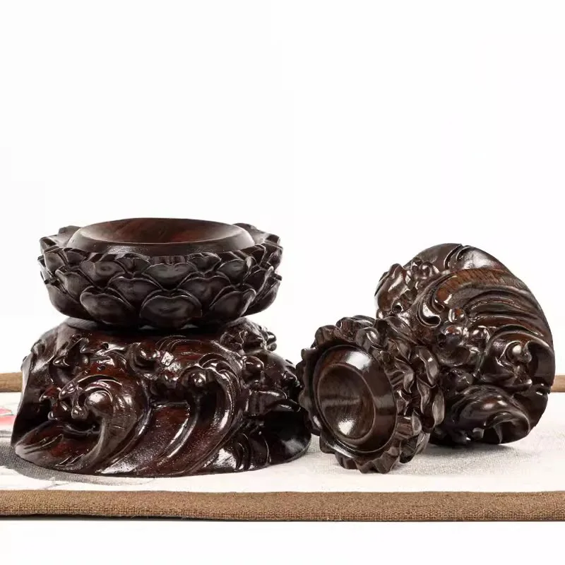 Solid wood crystal ball ornament base, glass ball base, rotatable entrance, bedroom, living room decoration