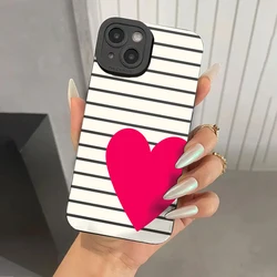 Valentine Pink Heart & White Striped Pattern Phone Case Cover - Galaxy S23 Ultra (1)