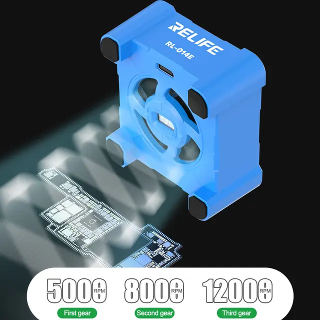 مروحة RELIFE RL-014E متعددة الوظائف (3 في 1) – تجفيف UV، تبريد، وشفط دخان اللحام 4