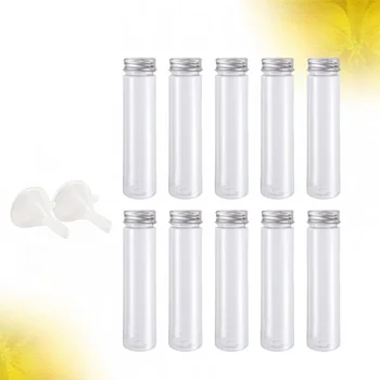 1 Set 12 Pcs Flat-bottomed Plastic Clear Test Tubes with Screw Caps Candy Cosmetic Travel Crystal Containers (10 Pcs Tubes 2 tanie i dobre opinie CN (pochodzenie)