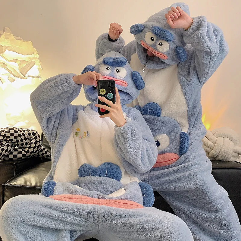 

Lover Onesie Pajamas Sets Women Men Winter Thicken Pyjamas Sleepwear Cosplay Costume Cartoon Bodysuit Zipper Funny Sleepwear