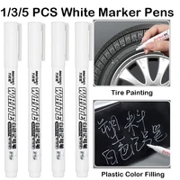1/3/5 Pcs For Metal White Marker Pen Oily Waterproof Plastic Gel Pen Writing Drawing Graffiti Pen Stationery School Supplies