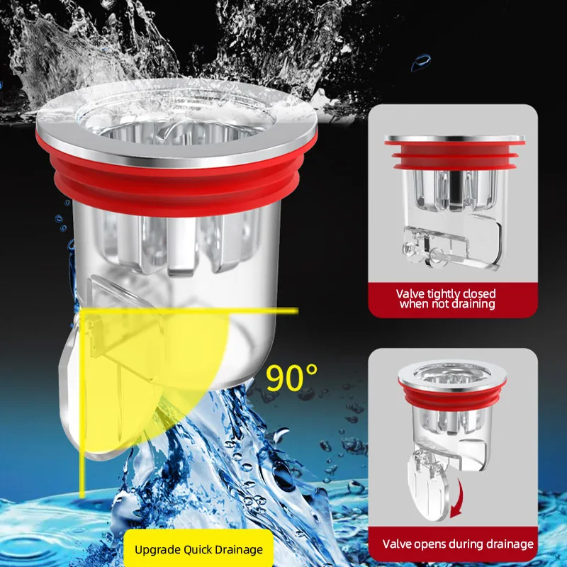 Kitchen Bathroom Floor Drain  Anti-Odor Magnetic Suction Floor Drain Removable Hair Strainer Drain Sewer Accessories