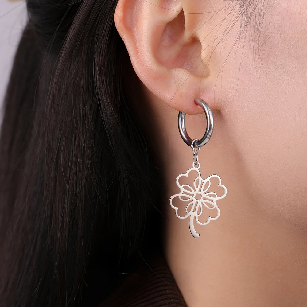 Dawapara Lucky Four Leaf Clover Damen Ohrringe Irish Knot Shamrock Charm Edelstahl Schmuck Valentinstag Geschenk – Detail 8