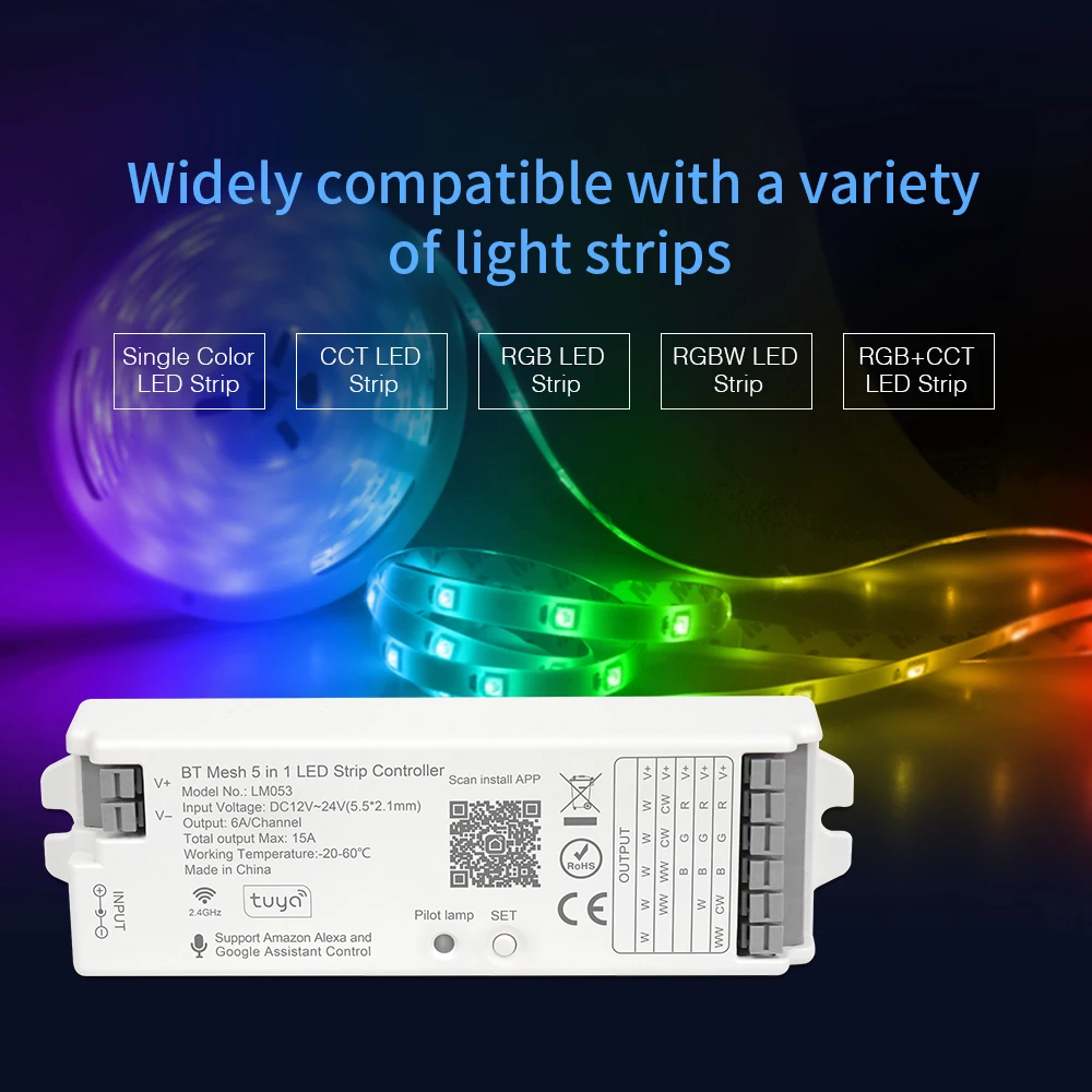 Free Shipping High Quality Programmable Smart RF 5-in-1 Wifi Tuya Home LED Strip Controller RGB Led Strip Lighting 3-year high speed wifi smart television box household high gain medias player for television game