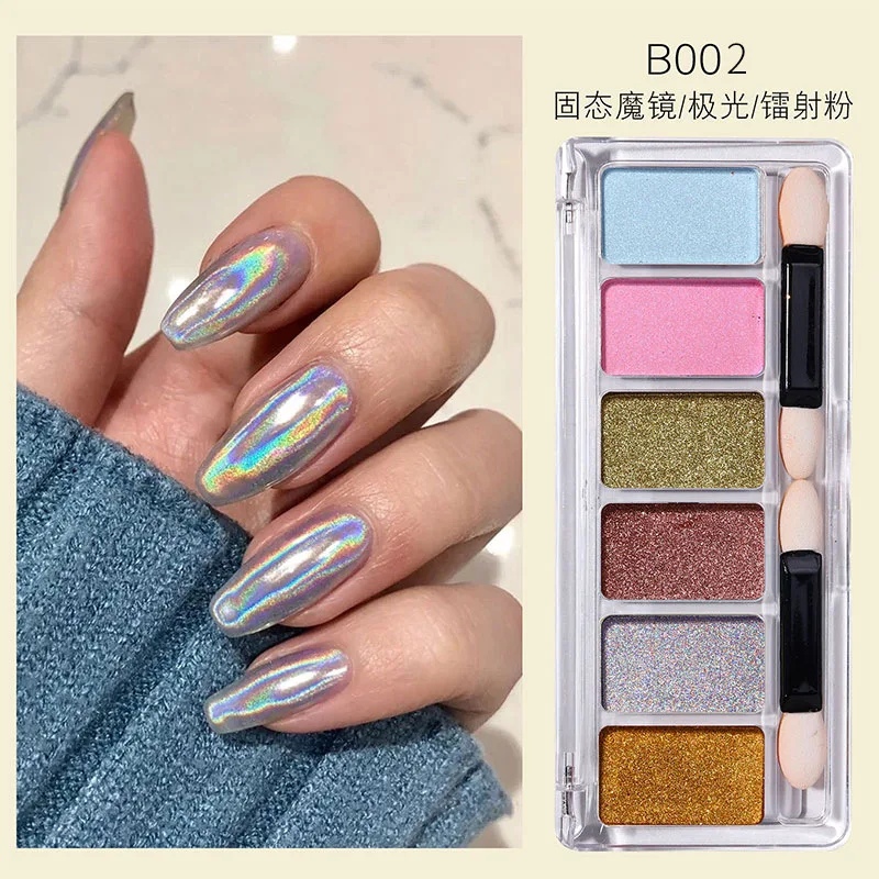6 Color Solid Metallic Chrome Nail Powder Nails Art Decoration Mirror Gold Silver Aurora Glitter Pigment Manicure Accessorie nail powder nail pigment nail glitter nail decoration nail decorations