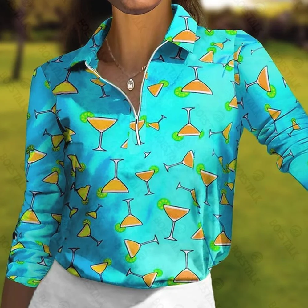 Ladies Polo long sleeve T-shirt breathable golf jersey quick drying outdoor sports and leisure, high quality, autumn and winter.