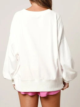 Women's Loose Sweatshirt Horseshoe Boots Print Crew Neck Long Sleeve Pullovers Fall Winter Casual Tops Shirts 2