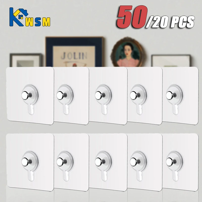 Strong Adhesive Hooks Picture Frame Poster No Drilling Hooks Waterproof Kitchen Bathroom Accessories Screw 5/10/20/50 PCS