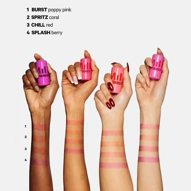 3-in-1 Milk Jelly Blush Stick Lipstick Sticker Beauty Makeup Moisturizing Long Lasting Matte Rouge Cheek Contour 6