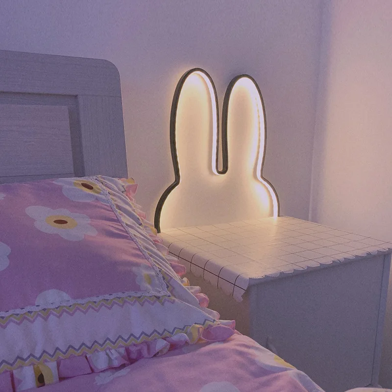 귀여운 LED 토끼 벽등 USB 전원  책상 테이블 램프 침실 침대 옆 어린이 ..