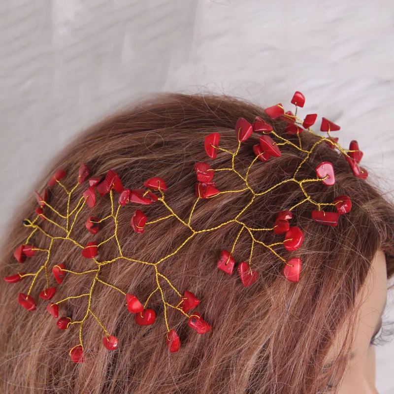 4ujewelry 29cm Orange Wine White Nature Coral Bridal Nigerian Headpieces Jewelry For Weddings Handmade