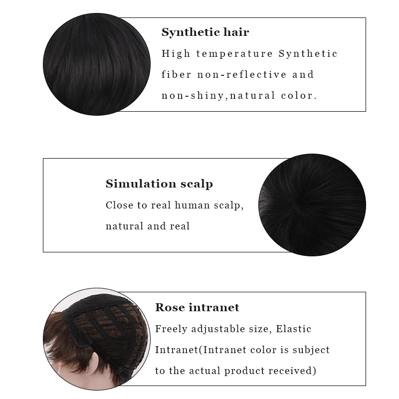 LUPU Short Synthetic Men's Breathable Wig Brown Men Boy Short Straight Cosplay Men Party Black Heat Resistant Synthetic Hair Wig