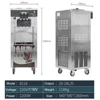Soft Ice Cream Machine Commercial Fully Automatic Stainless Steel 220V/110V Vertical Sundae Refrigeration Equipments Cone Maker 2