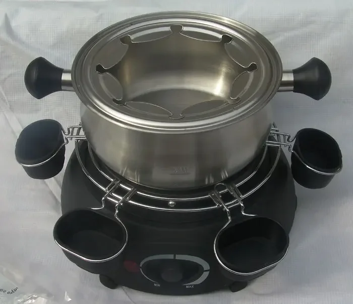 1300W Multi-purpose Stainless Steel Cheese Fondue Set Cheese Furnace Pot With Electric Heating Plate