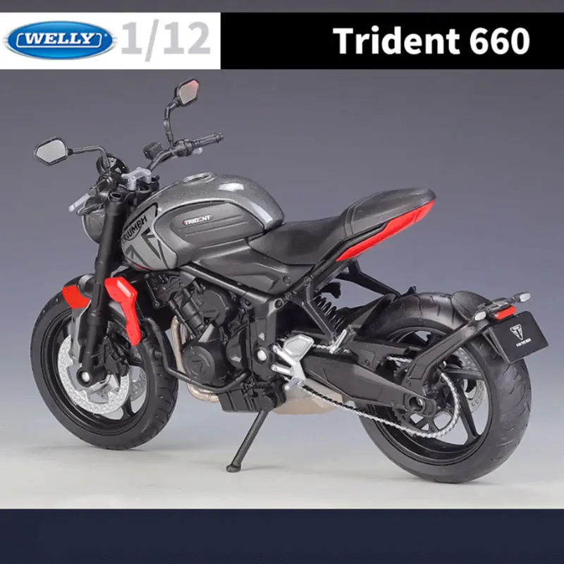 WELLY 1:12 2021 Triumph Trident 660 Alloy Racing Motorcycle Model Diecast Metal Street Motorcycle Model Simulation Kids Toy Gift 5