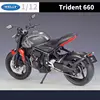 WELLY 1:12 2021 Triumph Trident 660 Alloy Racing Motorcycle Model Diecast Metal Street Motorcycle Model Simulation Kids Toy Gift 5