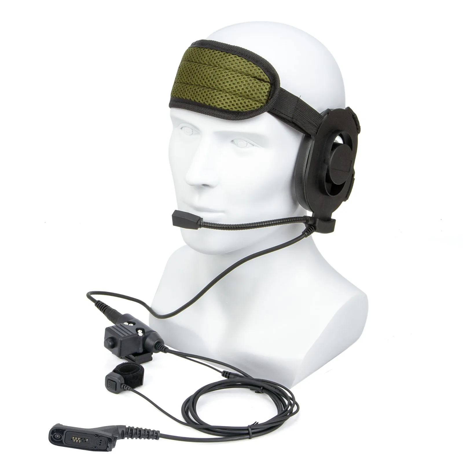 U94 PTT and Finger Microphone PTT with brown HD01 Tactical Bowman Elite II Radio Headset Earpiece for MOTOROLA Xir P8268