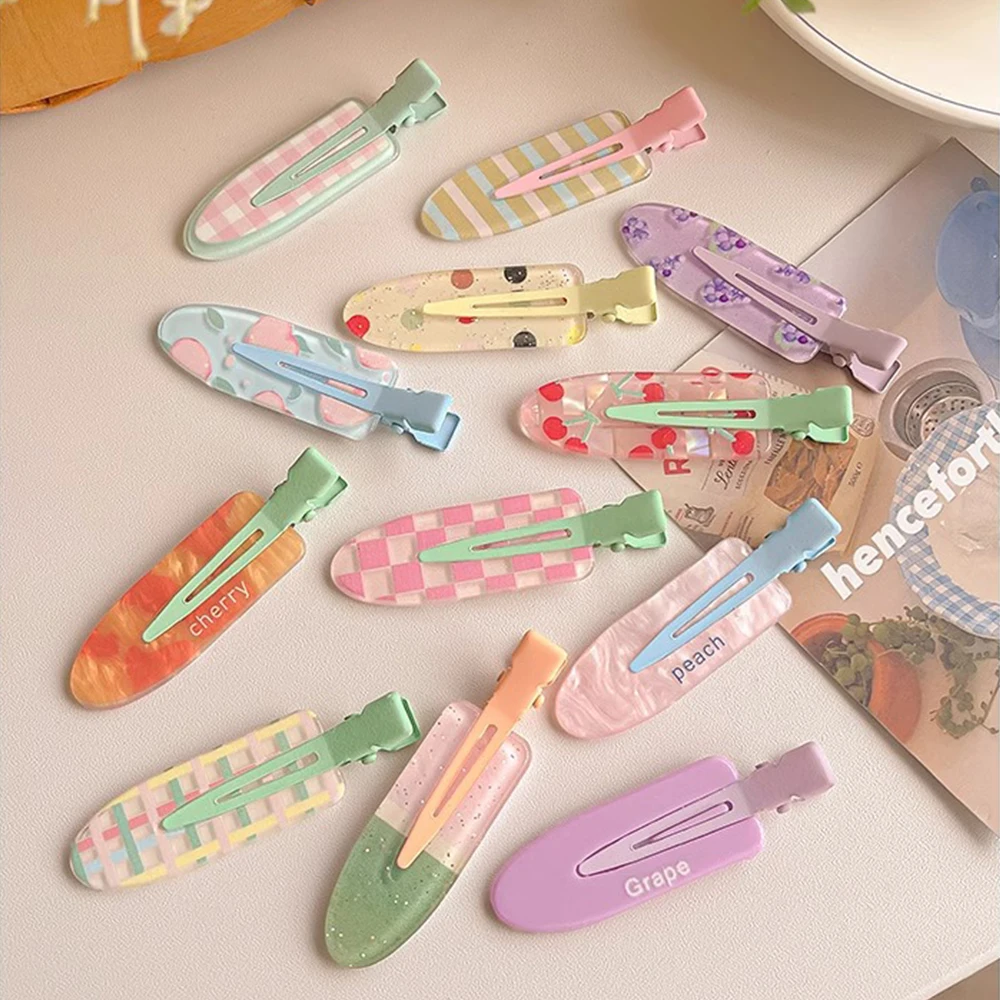 다양한 색상의 컬러풀한 헤어 클립 12개, 옆머리용 덕빌 클립, 부러진 머리카락을 위한 덕빌 클립, 달콤한 소녀들을 위한 심플한 헤어 클립