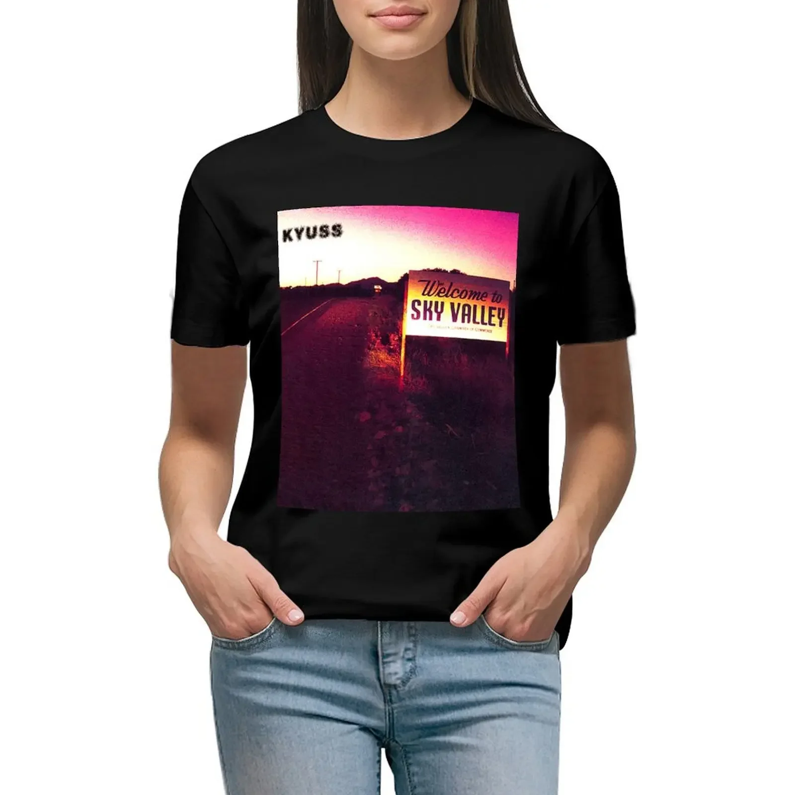 

WELCOME TO THE SKY VALLEY T-shirt korean fashion Blouse female oversized t shirts for Women
