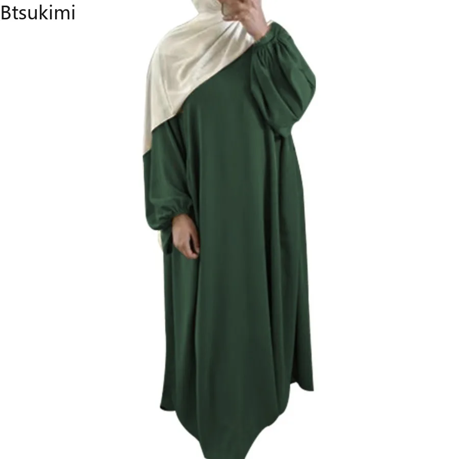 Modest Abayas for Women Dubai Muslim Maxi Dress Loose Casual Comfort Robe Spring Lantern Sleeve Vestidos Ladies Islamic Clothing