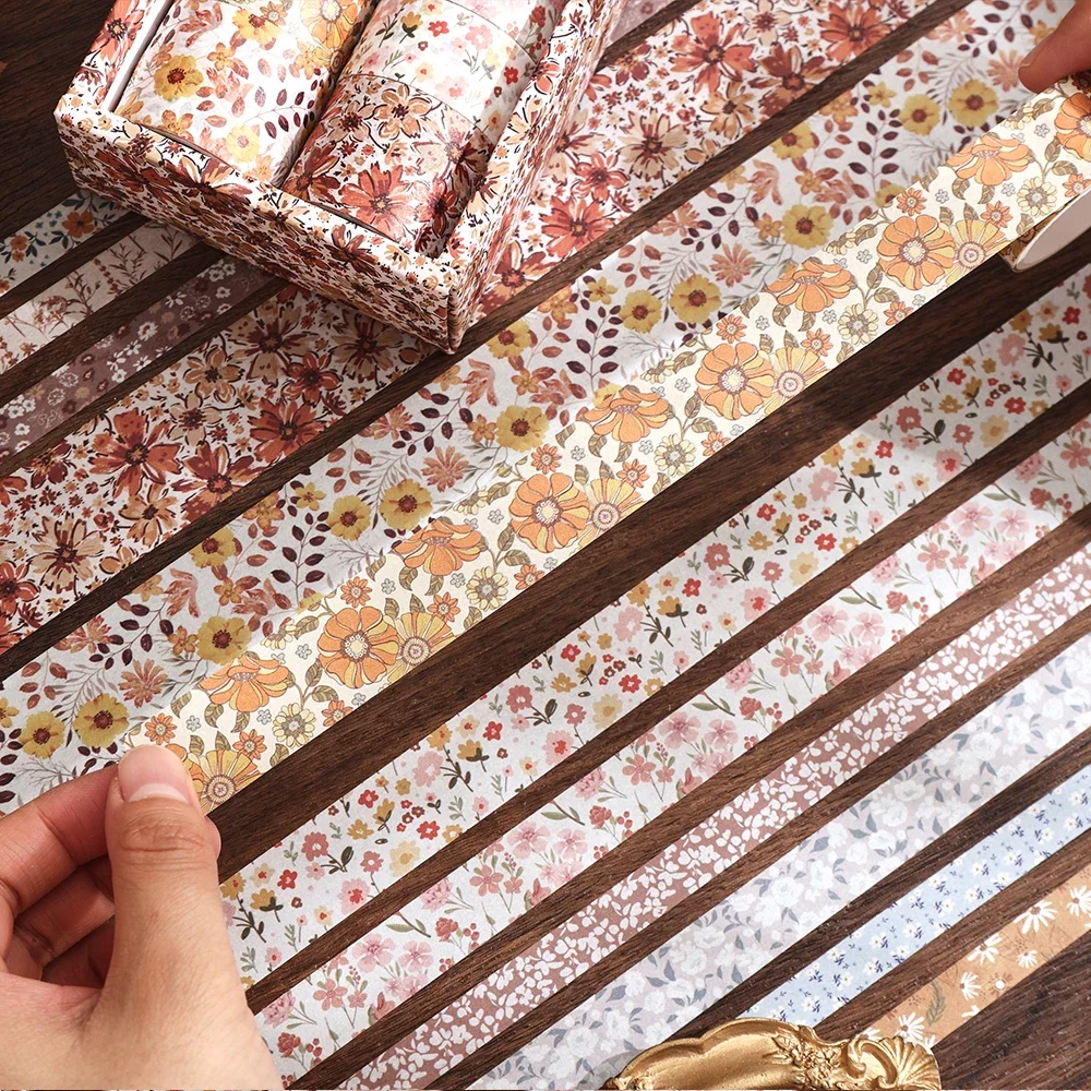 Washi Tape 12 Rolls Vintage Floral Set DIY Colored Decorative Masking Tape Notebook Diary Bullet Journaling Wrapping Supplies