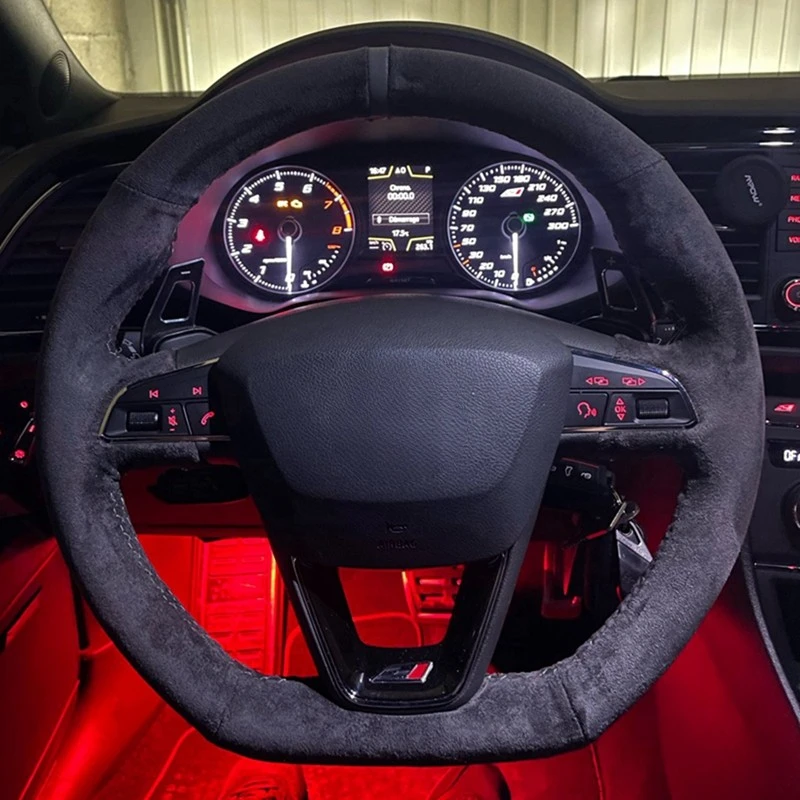 AntiSlip Black Suede Braid Car Steering Wheel Cover For Seat Leon