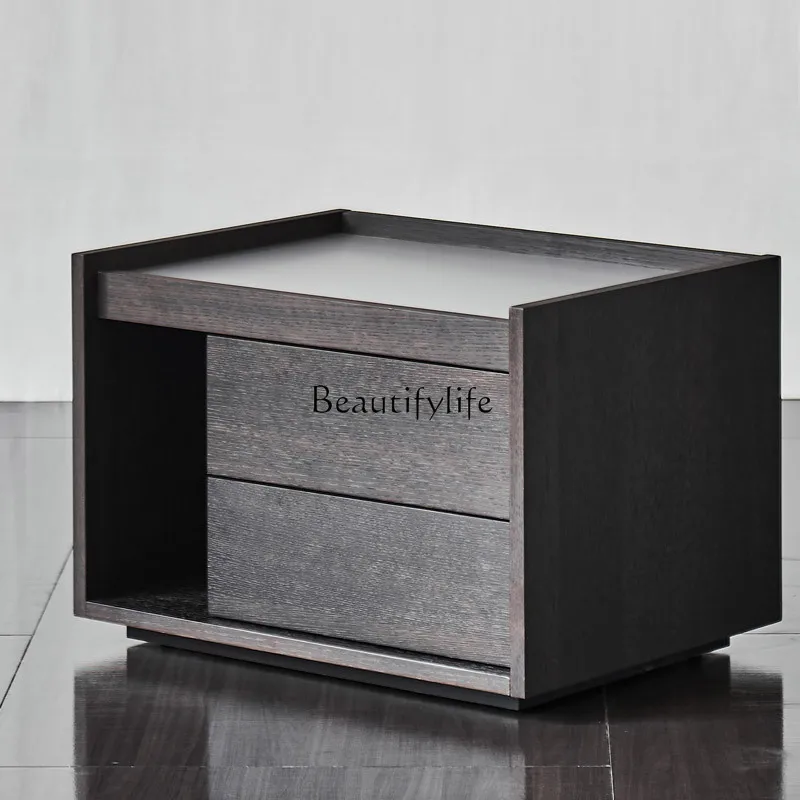 

Italian Minimalist Black Bedside Table Side Table Dual-Use