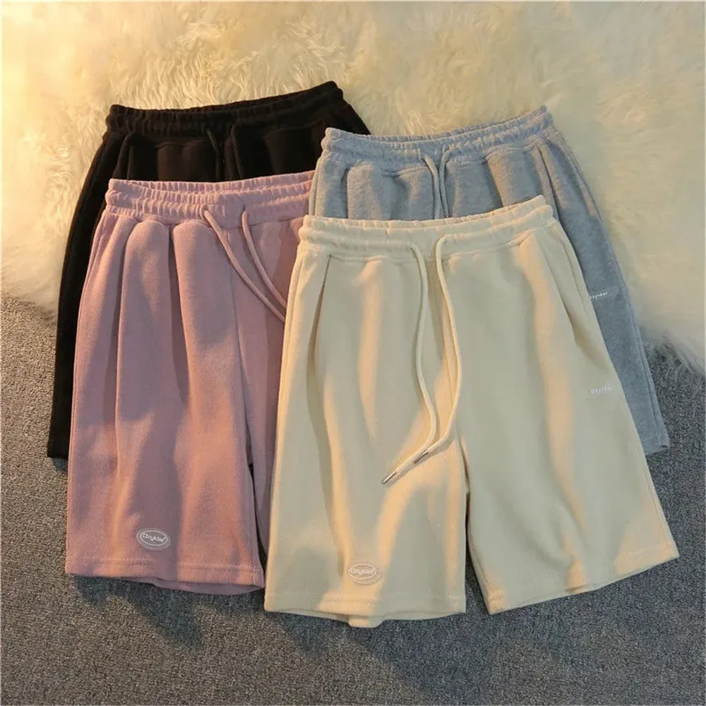

Summer Casual Y2k Korean Cycling Sports Shorts Women Vintage Elastic High Waist Loose Pink Sweat Shorts Harajuku Chic Streetwear