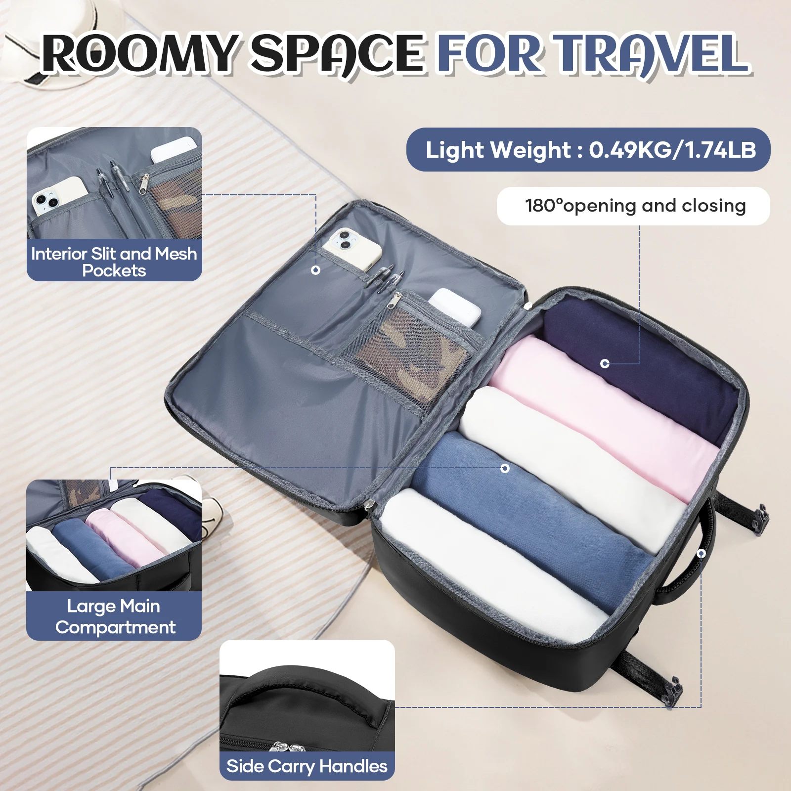 Ryanair Aircraft Cabin Bag 40x30x20 Travel Backpack, Hand Luggage Travel Bags Business Laptop Bag Women Men Backpack Work Bag