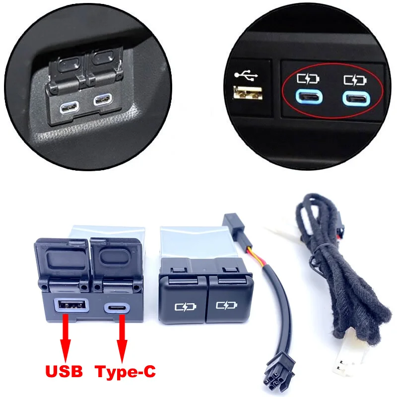 Caricabatteria Rapido Usb Type-C Per Auto Per Toyota Sienna Camry Highlander Corolla Rav4 Land Cruiser Prado Yaris Cross Sienna Quick Charge