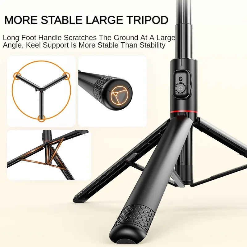 LISCN C10 Smartphone Selfie Tripod 1.83m Aluminum Alloy Telescopic Stick with 8 Section Extension for Video Recording Live