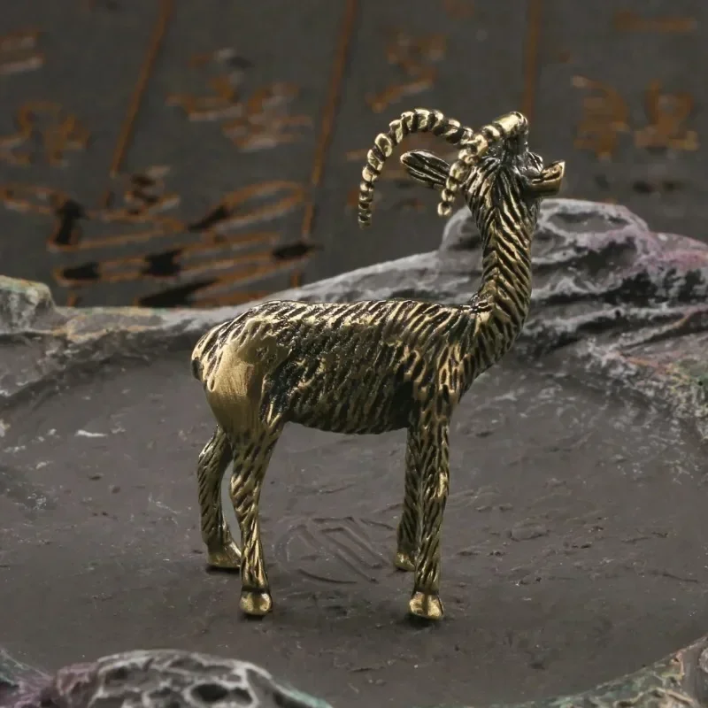 Popular Small Sheep Figurines Suitable Household Desktop Solid Brass Goat Sculpture Ornament Mini Animals Home Table Accessories