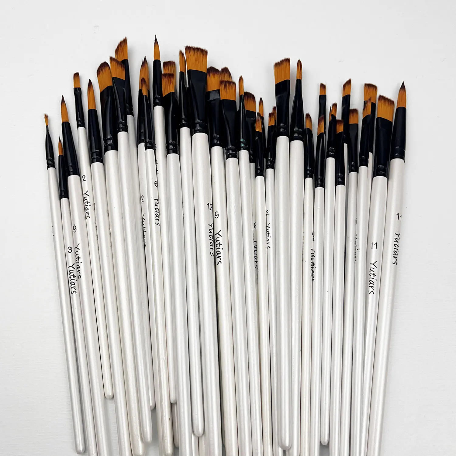 12pcs Artist Brushes with Nylon Tips - Wood Handle Professional Paintbrush Set for Acrylic, Watercolor, Gouache Painting 6
