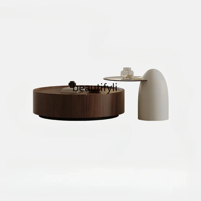 

Round Tea Table Minimalist Italian Modern Minimalist Walnut Living Room Home Design Tea Table Combination Small Creative